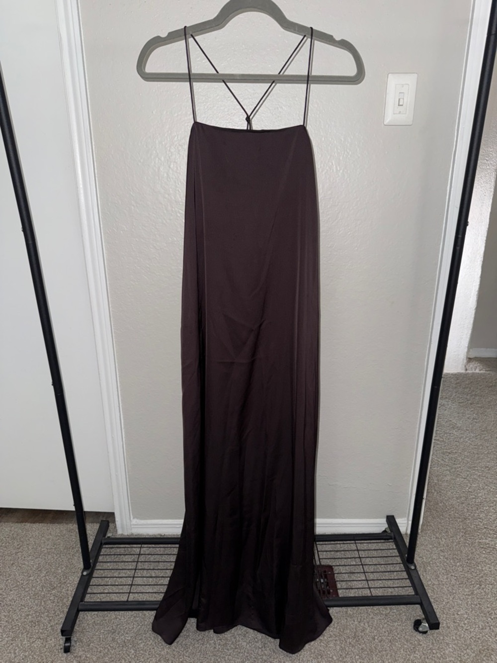 COS Chocolate Brown Maxi Slip Dress with Spaghetti Straps